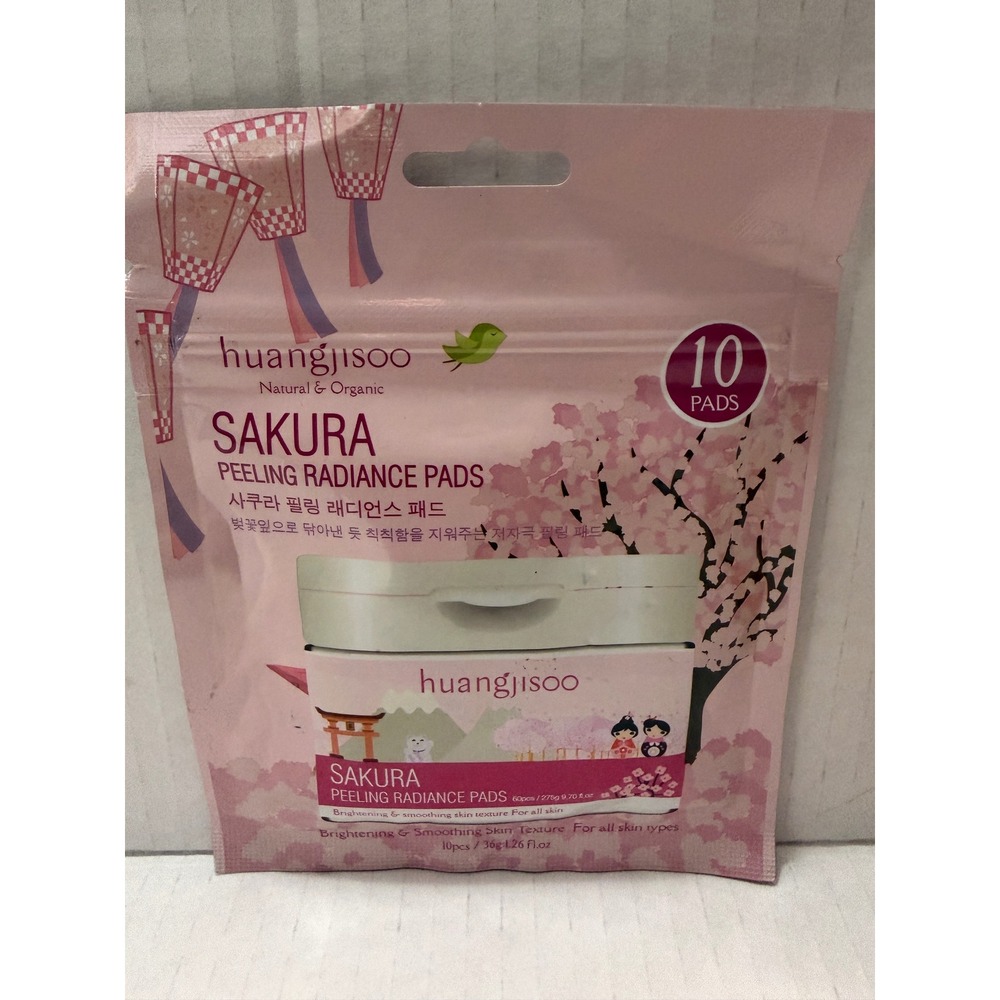 Huangjisoo Sakura Peeling Radiance Pads 10ct Brightening PHA Exfoliant K-Beauty